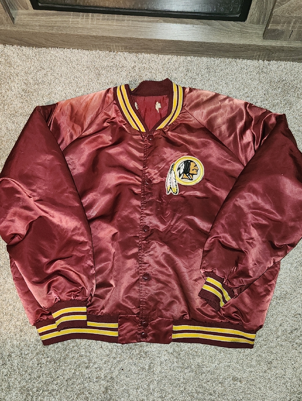 AUTHENTIC 1980s WASHINGTON REDSKINS RARE SATIN CHALKLINE BOMBER JACKET SIZE 3XL